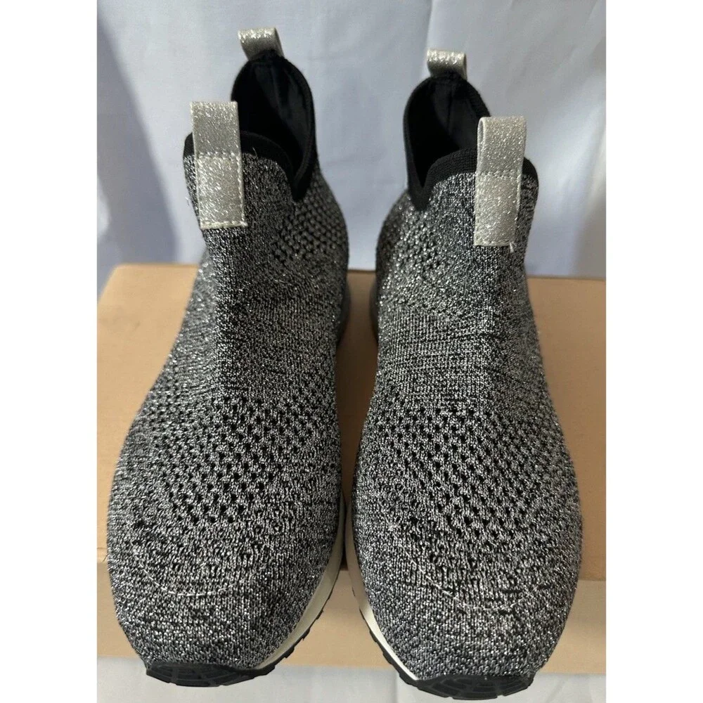 J Slides Oren Knit Slip On Sneakers Black Silver Women’s Size 6